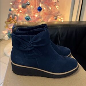 Clarks Dark Blue Suede Ankle Boots
NWT